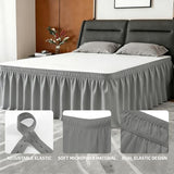 ANARACHON Twin Bed Skirt, Elastic Wrap Around Bed Skirt Twin Size, Bed Skirts for Adjustable Bed, Easy Fit with 18" Drop Length Tailored Drop Dust Ruffle (Drey)