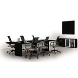 Medina 14' Conference Table with Finish, Rounded Ends and Beveled Edges, Silver Detailing, Grommet Holes, 250 lbs Capacity.