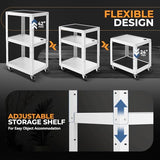 Height Adjustable AV Presentation Cart with Power Strip, Rolling Storage AV Carts for Video Projector, TV