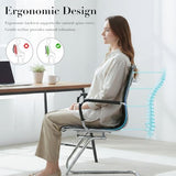 Waiting Room Chairs Leather Office Guest Chair Mid Back Reception Chairs with Sled Base for Meeting