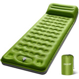 OGERY Sleeping Pad, Ultralight Inflating Sleeping Pad for Camping with Pillow Built-in Foot Pump, 6" Extra-Thick Reinforced Camping Pad for Hiking, Backpacking, Tent, Single,Green