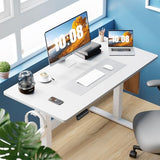 Electric Standing Desk Adjustable Height, 48x24 Inch Sit Stand Up Home Office Desks Computer Workstation PC Work Table, White