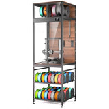 Crafit 3D Printer Cabinet with 48 Spools Filament Storage Rack, 3D Printer Enclosure with Ventilation, Thermo-Hygrometer and LED Light