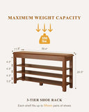 IUNVR Shoe Rack Bench Seat Rubberwood 3-Tier Wooden Storage Bench 550lbs Compact Mid-Century Modern Design for Entryway, Hallway, Closet, Front Door Entrance, Foyer
