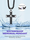 Richsteel Engravable Black Cross Urn Cremation Necklace for Ashes Husband Dad Mom Grandpa Stainless Steel Christian Jewelry Memorial Gift