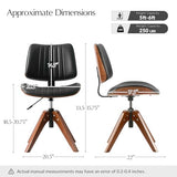 HULALA HOME Faux Leather Home Office Chair with Solid Wood Legs, 360° Swivel Desk Chair