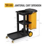 Commercial Traditional Cleaning 3-Shelf Janitorial Cart, 500 Lbs Capacity Housekeeping Cart