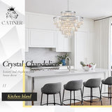 CATINER 36" Large Crystal Chandelier,23-Light Modern Chrome Light Fixture