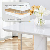 MEMUY 79" Dining Table Set for 8, White Gloss Kitchen Table with 8 PU Chairs