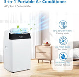 MOVECOM 14000 BTU Portable Air Conditioner for Room up to 750 Sq.Ft, 3-in-1 Portable AC Unit with Dehumidifier and Fan, Ultra Quiet Cooling for Bedroom, Office, Dorm, Remote, 24H Timer, White Top