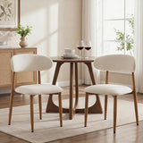 UVV Dining Chairs Set of 8, Metal Kitchen Chairs with Modern Fabric Upholstered for Dining Room, Beige