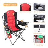 Northroad Oversized Camping Chair, Full Padded Outdoor Folding Chair Support 350 LBS, Heavy Duty Lawn Chair w/Cup Holder, Cooler Bag, Lumbar Support for Adult-Black