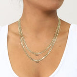 Nuragold 10K Real Yellow Gold Cuban Curb Solid Italian Link Chain Necklace
