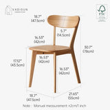 Oak Dining Chairs, Kitchen Chairs, 100% Solid Wood Modern Dinner Chair with Curved Backrest