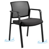 Mesh Back Stacking Guest Chairs,Stackable Waiting Room Arm Chair with Fabric Upholstered for Office