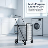 Folding Shopping Cart with Waterproof Liner & 360° Swivel Wheels | Collapsible Grocery Cart for Easy Transport