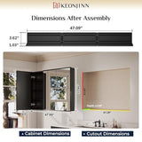 Keonjinn Large Medicine Cabinet Mirror 48 x 32, Black Beveled Frame, 3 Door