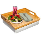 HOME Bamboo Wood Bed Tray, Lap Desk with Detachable Cushion