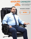 BOSMILLER 650lbs Large Big and Tall Office Chair for Heavy People with Adjustment Lumbar Support, Comfy Padded Heavy Duty Leather