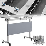 AYMIXEM White Modern Conference Table with Silent Rolling Wheels Executive Desk