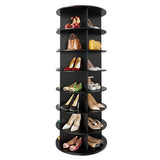SpaceAid 7 Tier Rotating Shoe Rack Tower, Spinning Shoe Display Lazy Susan, Revolving 360 Shoe Rack Storage Round Carousel, Vertical Handbag Rotate Shoes Closet Organization (7-Tier Black)