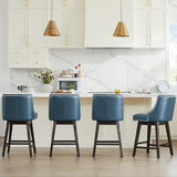 CHITA 26" Counter Height Swivel Bar Stools, Blue Faux Leather, 4-Pack