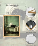 Framed Black Cat Bathroom Wall Art Cute Black Cat In Bathtub Picture Wall Decor Funny Animal Bathroom Poster Print for Restroom Toliet Decoration12x16in