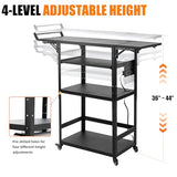 All-Steel AV Cart with Wheels and Power, Height Adjustable Media Workstation with Drop-Leaf Shelves for Projectors, Laptops & Printers
