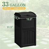Waterproof Resin Garbage Bin for Hideaway, Deck, Patio, Dark Black