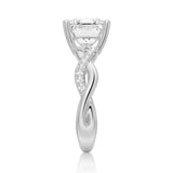 MSBLUE Size 8 2ct Princess Cut Moissanite Engagement Ring, Rhodium Plated