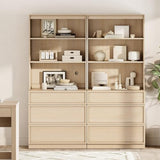 WAMPAT Modern 72" Tall Bookshelf with 6 Drawers and Open Book Shelves