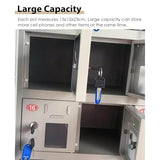 Stainless Steel Phone Lock Box - Secure Storage Cabinet for Devices, Ideal for Students, Teachers & Employees, Independent Keys, Locking Mechanism for Safety & Organization