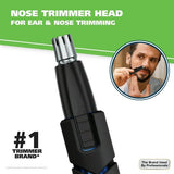 FYNORI Micro Groomsman Men's Lithium Battery Powered Pen Trimmer, Black/Blue 5640-4701, Detachable Heads, Ear/Nose Trimmer Head