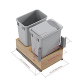 Dowell Double 35Qt Undermount Trash Pull-Out Waste Container with Full Extension Soft-Close Slides