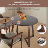 XOXUXOA 35" Round Dining Table - Solid Rubberwood Kitchen Table with V-Leg Base, Space-Saving Design for 4-6 People, Easy Assembly