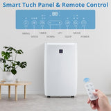 14,000 BTU Portable Air Conditioners, Cools Up to 750 Sq.Ft, Auto-Evaporation Low Noise, 3 in-1 Portable AC Unit with Remote Control Fits for Large Room, Office, Garage, White