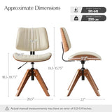 HULALA HOME Faux Leather Home Office Chair with Solid Wood Legs