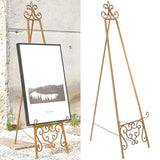 Metal Scroll Extra Large Free Standing Adjustable Display Stand Easel with Chain Support, Heavy Duty Easel for Sign, Wedding