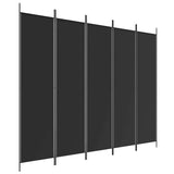 Zexlorith 5-Panel Room Divider, Fabric Partition Screen Black 98.4x78.7 in