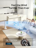 DREO Tower Fan for Bedroom, 4 Speeds, 3 Modes Standing Fans for Room with 90° wide Oscillating, 28dB Quiet for Sleep, 25ft/s Velocity, 29ft Coverage, 8H Timer, Remote, Living Room, Office, Home, White