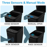 QSFWCSM 2 Pack Bathroom Trash can, Smart Touchless Trash Can, Automatic Motion Sensor Trash Bin (Black+Black)