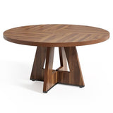 LITTLE TREE Round Dining Table for 4-6 People, 47 Inches Dining Room Table with Wooden Pedestal Base, Brown Dinner Tables, Circle Kitchen Table