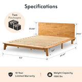 FLEXISPOT Hako G1 Queen Solid Wood Platform Bed with Tool-Free Assembly