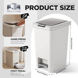 Yiyiring 2 Pack 1.6 Gallon Small Trash Can with Lid, Step-on Slim Bathroom Garbage Can 6 Liter Plastic Wastebasket