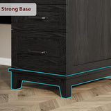 Home Office Desk with Power Outlets & USB Ports, 53.5 Inch Writing Desk with Adjustable File Cabinet, Workspace