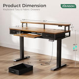 55 Inch Height Adjustable Gaming Desk with Power Outlets & LED Lights