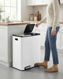Dual Trash Can, Stainless Steel Kitchen Garbage Bin, Recycle Dustbin with Odor Control Box