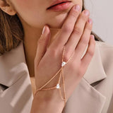YOIHUR Rose Gold Hand Chain Bracelet, 925 Sterling Silver Finger Ring Bracelet, Adjustable Hand Chains, Stack Jewellery Stars and CZ Hand Jewelry Gifts for Women, 2" to 2.4" Extend