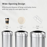 Urban 24 Gallon Round Stainless Steel Open Top Waste Bin, Tall Commercial Trash Can for Indoor/Outdoor