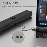 Bluetooth 6.0 Computer Sound Bar with Dynamic RGB Light, USB/Type-C Plug & Play, Gaming Speakers for Computer Desktop, PC, Laptop
